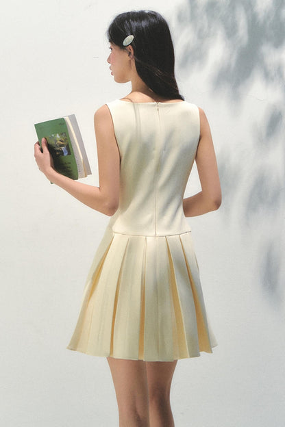 Summer Navy Pleated Dress