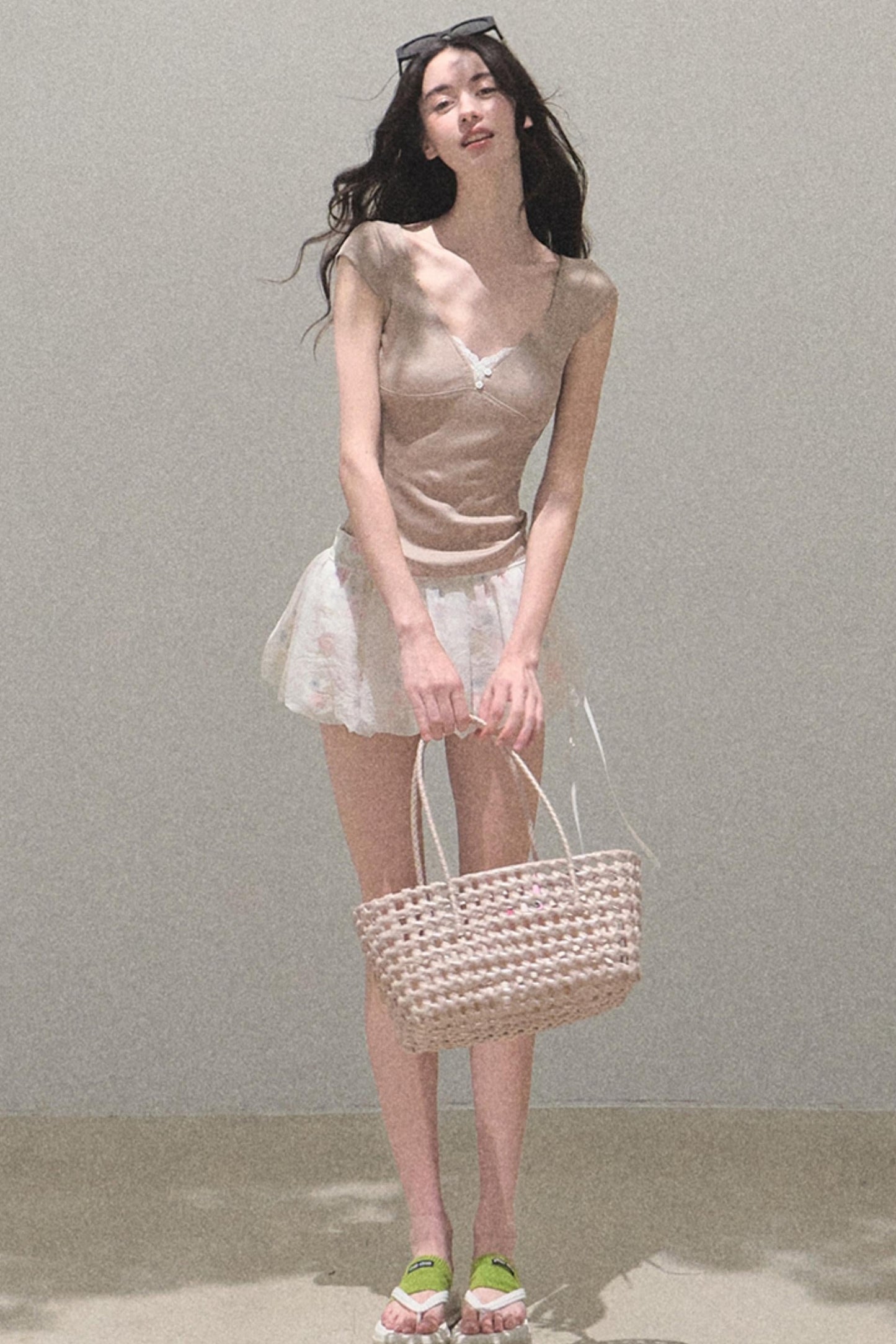 Lace Whisper V-Neck Tee