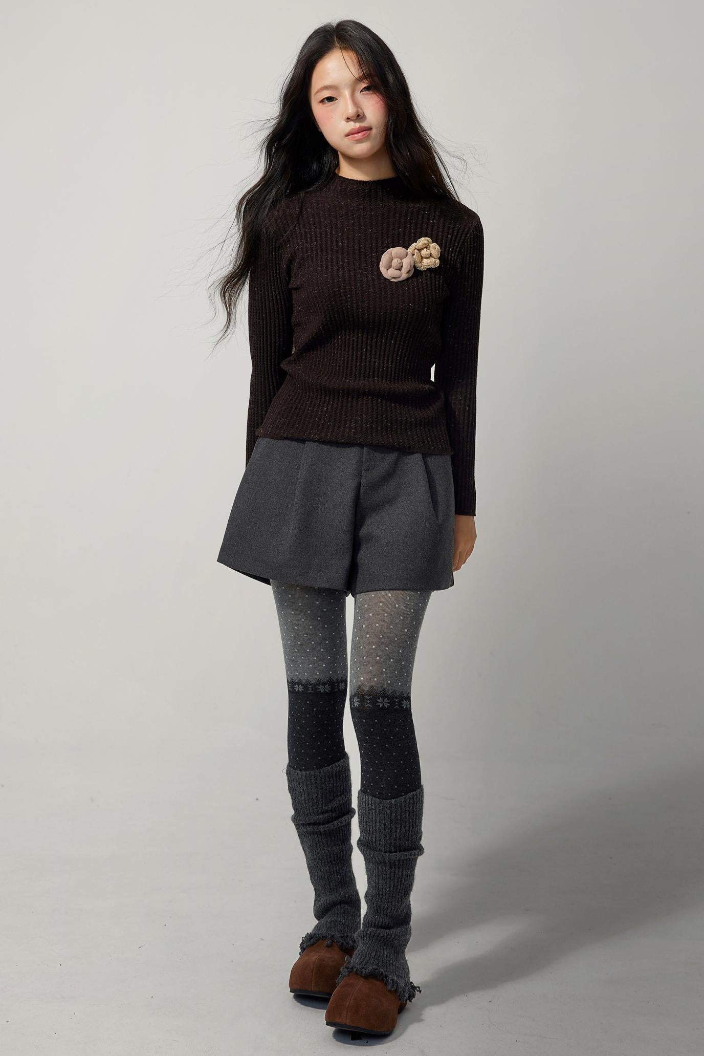 Gray Wool A-Line Suit Shorts