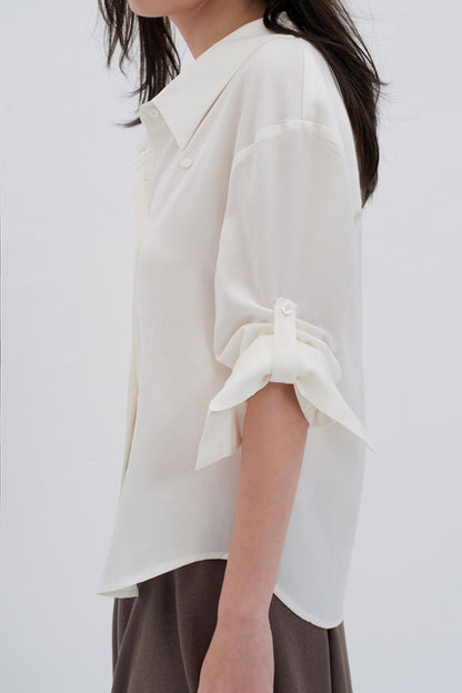 Silky White College Shirt