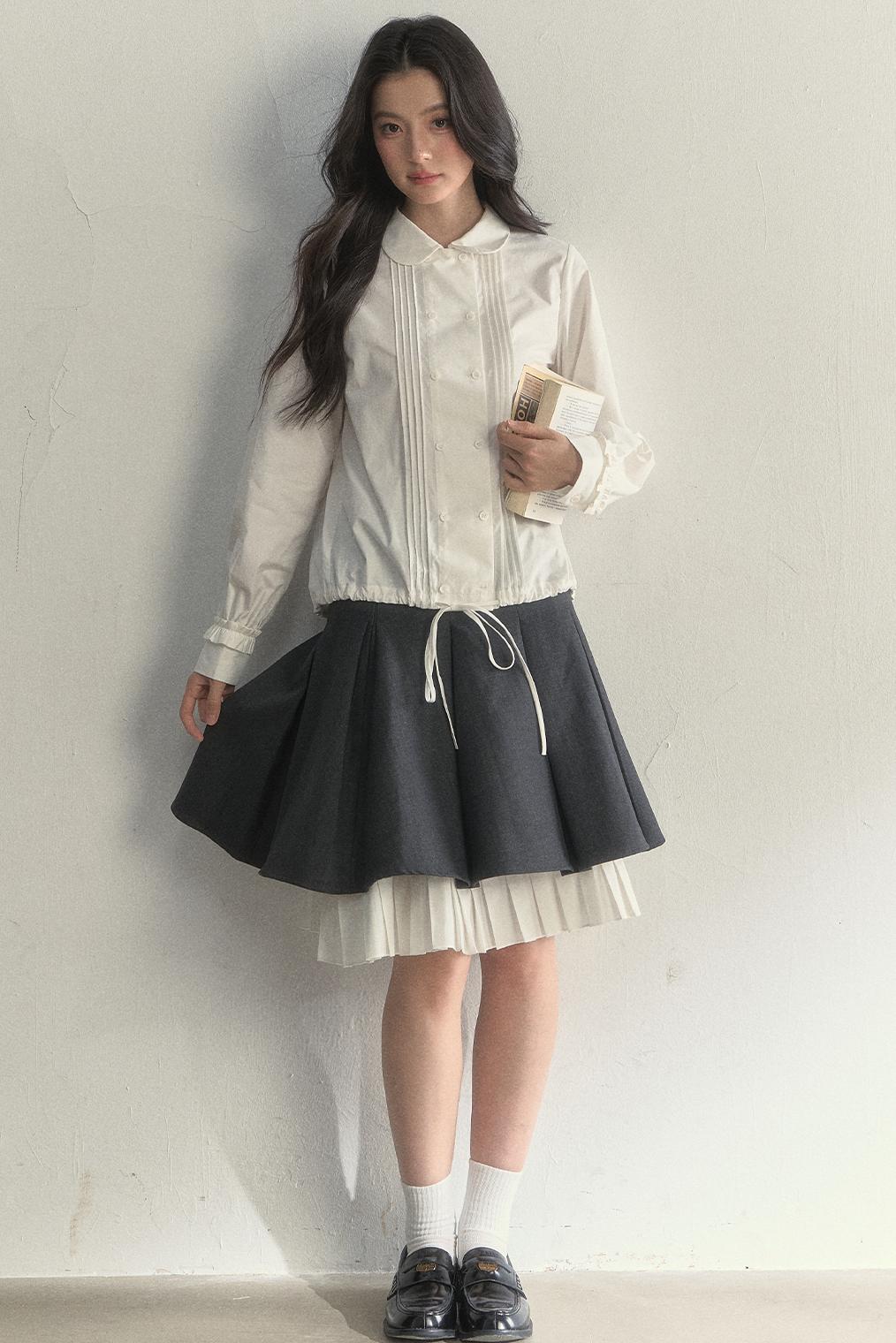 Vintage White Plaid Long Sleeve Inner Shirt