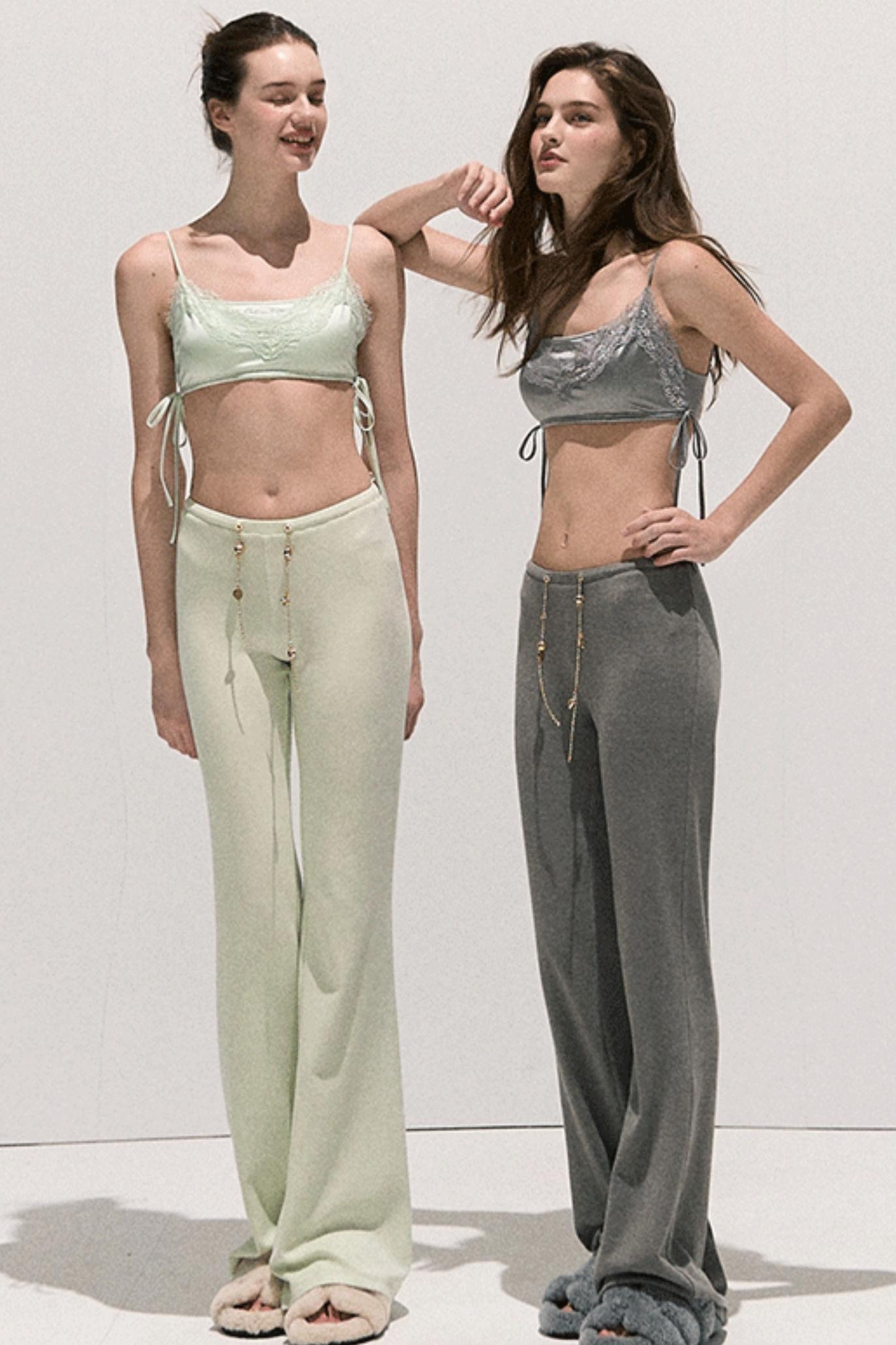 Basic Lace Paneled Stretch Suspender Satin Top