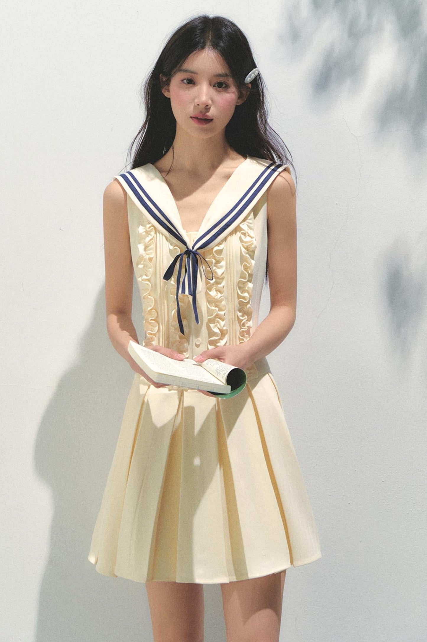 Summer Navy Pleated Dress