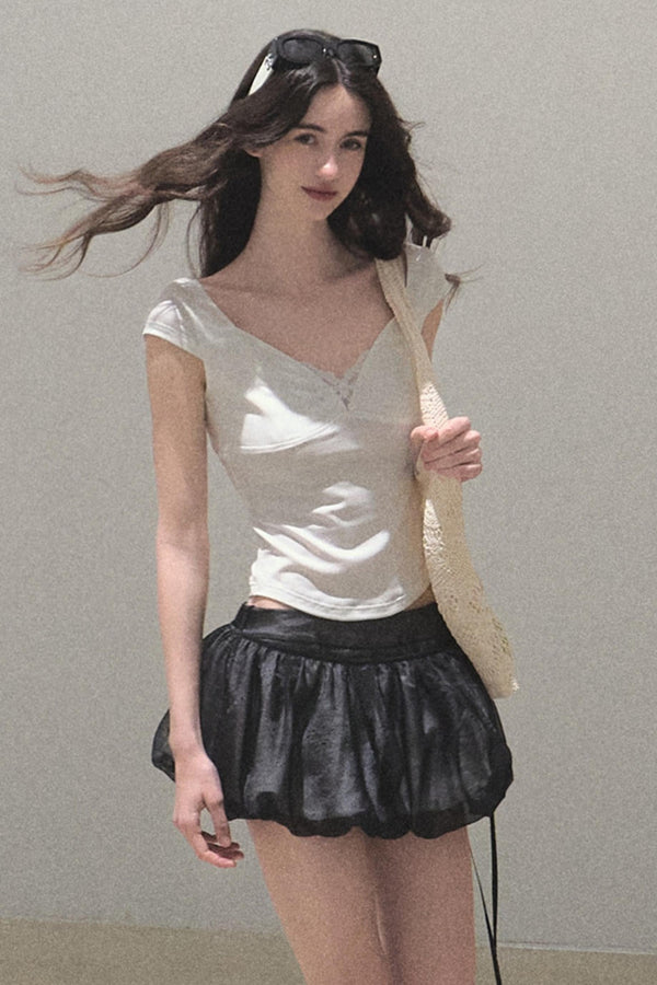 Lace Whisper V-Neck Tee