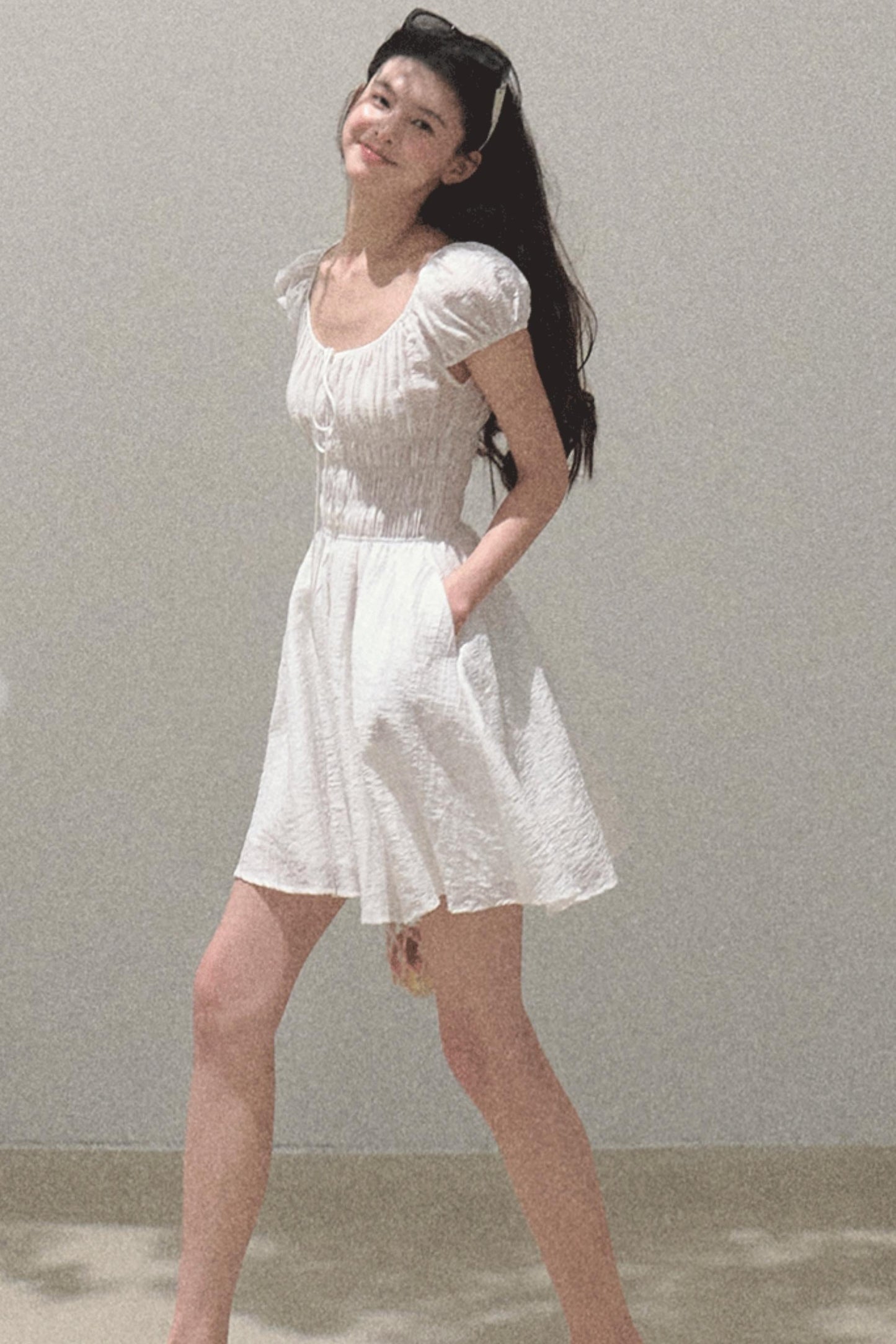 Drawstring Graffiti Dress