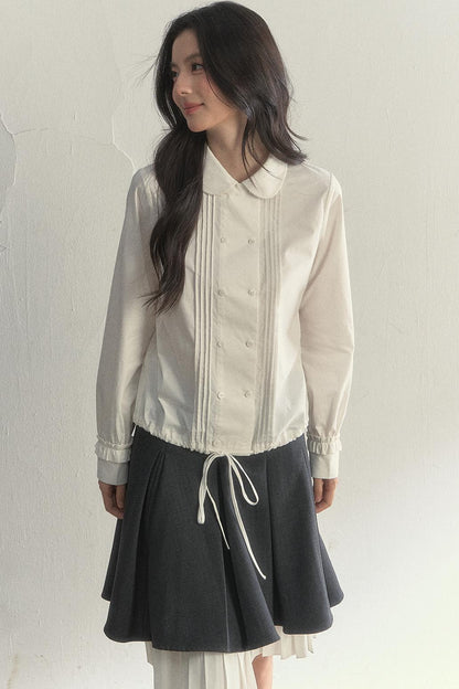 Vintage White Plaid Long Sleeve Inner Shirt