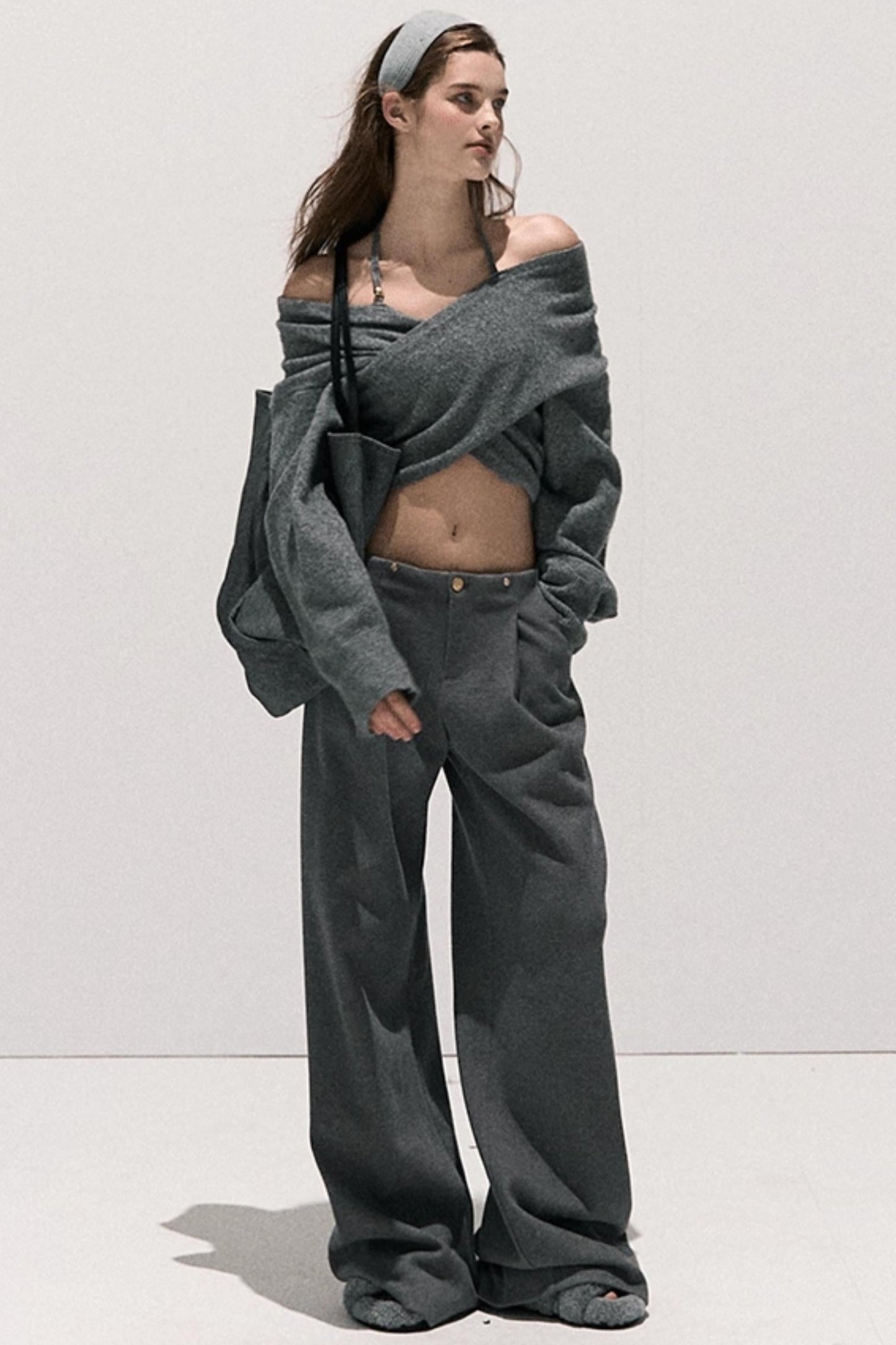 High-Waisted Wool Trousers