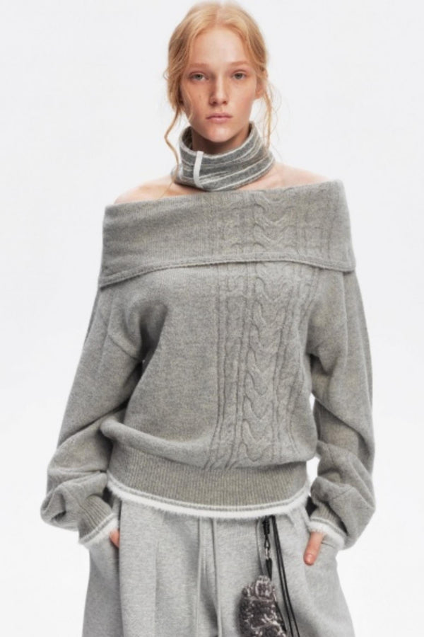 Off-Shoulder Color-Blocked Knit Top