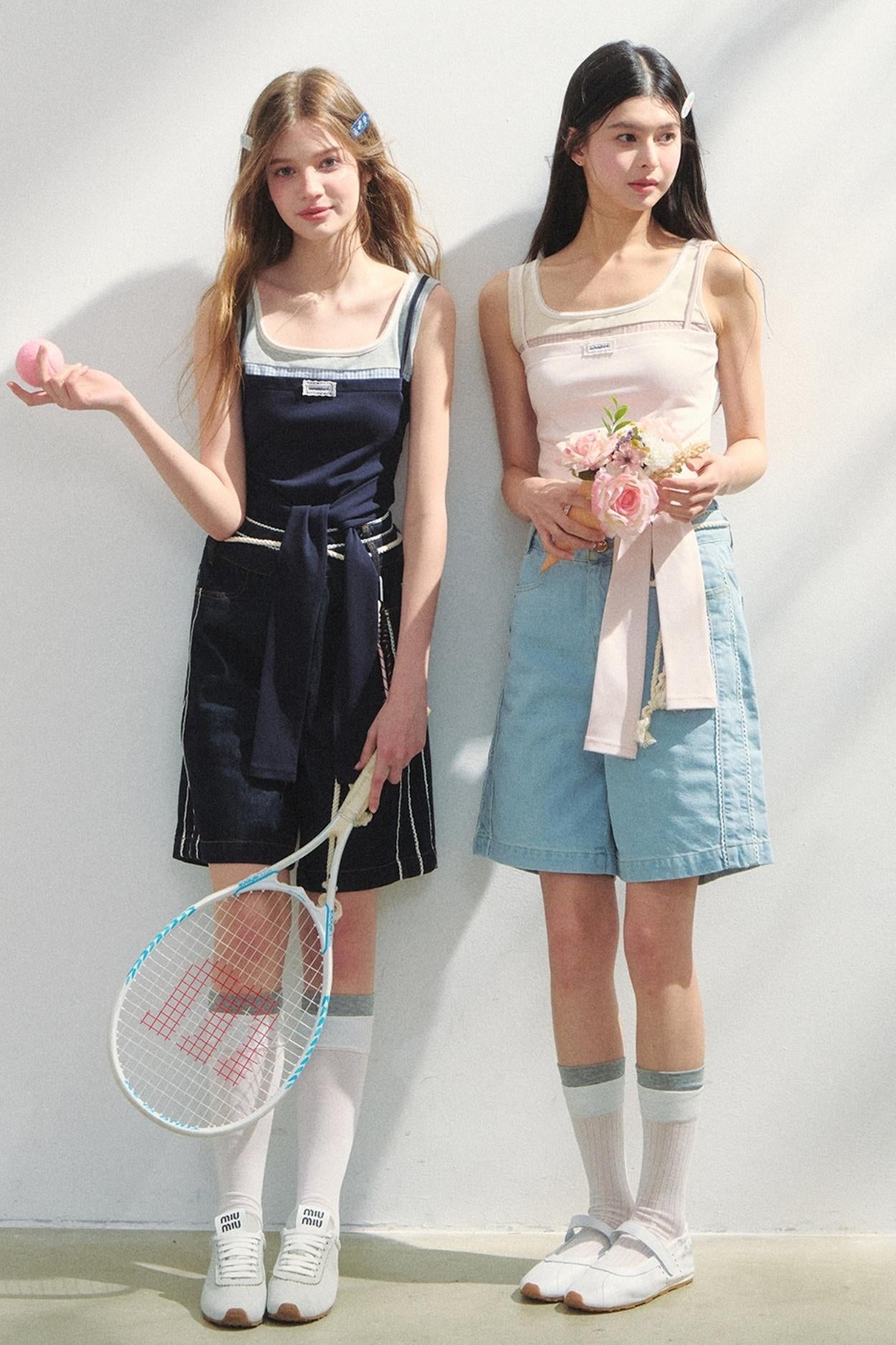 Vintage Dot Lace Denim Pants