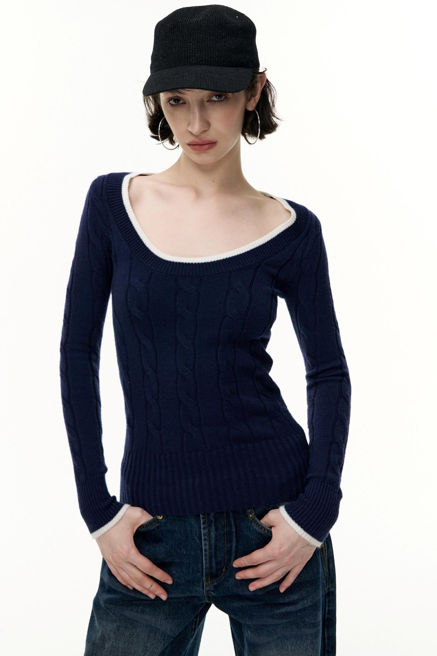 Crew Neck Tencel Wool Knit Sweater