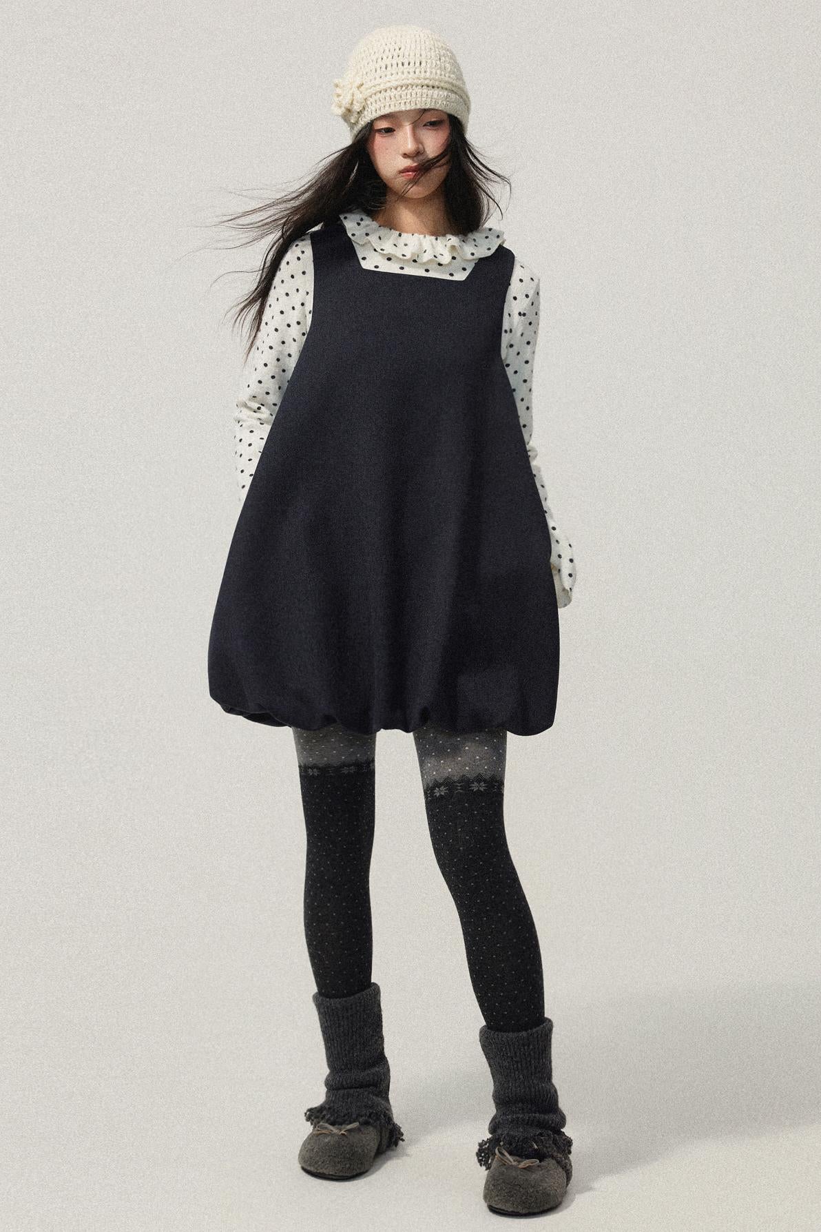 Ruffled Neck Polka Dot Top