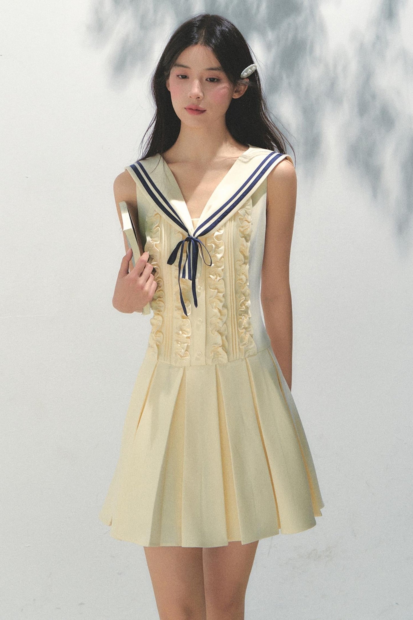 Summer Navy Pleated Dress