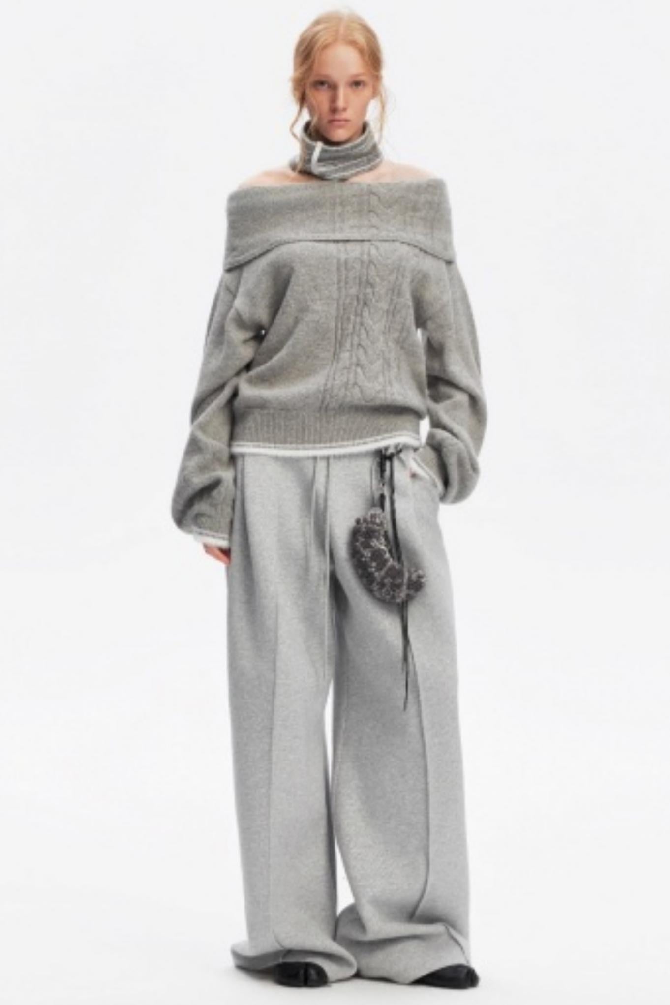 Off-Shoulder Color-Blocked Knit Top