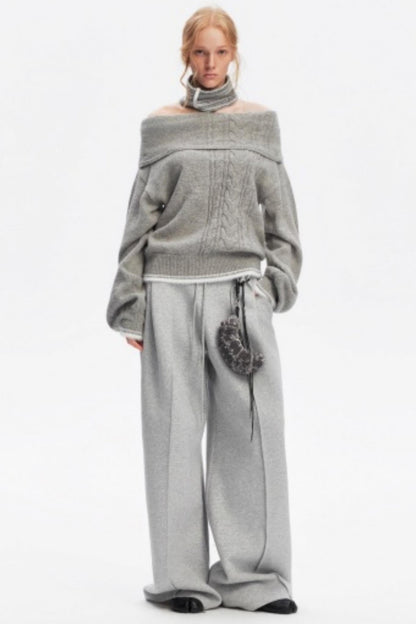 Off-Shoulder Color-Blocked Knit Top