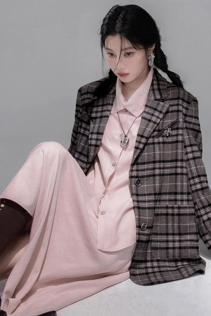 Berry Purple Chimney Collar Shirt Set-Up