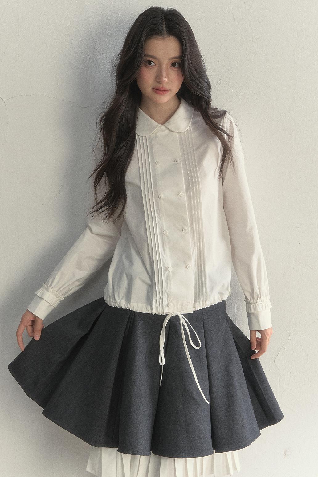 Vintage White Plaid Long Sleeve Inner Shirt