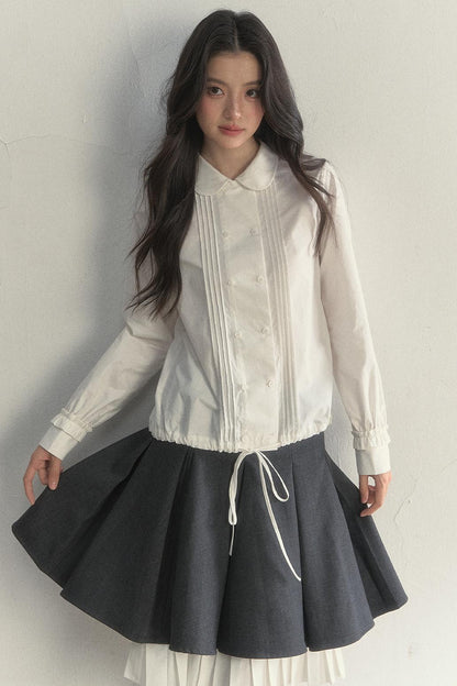 Vintage White Plaid Long Sleeve Inner Shirt