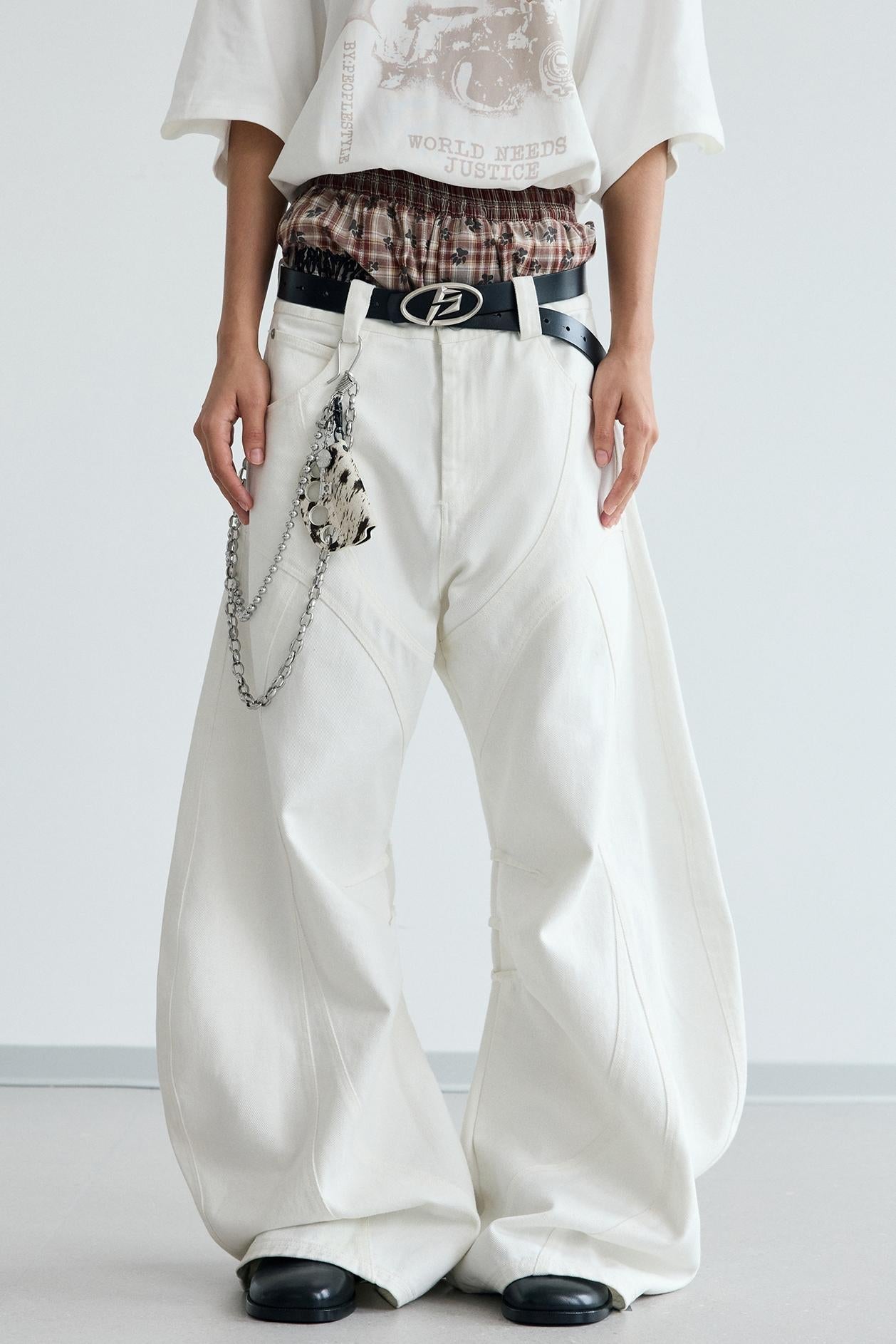 Deconstructed Wide-Leg Pants