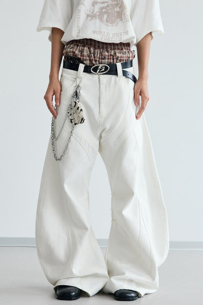 Deconstructed Wide-Leg Pants
