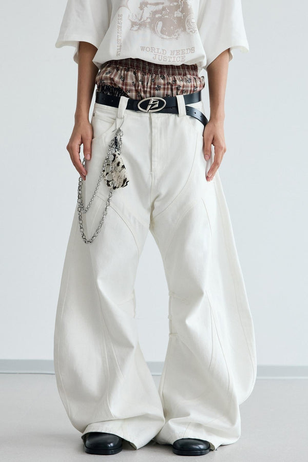 Deconstructed Wide-Leg Pants