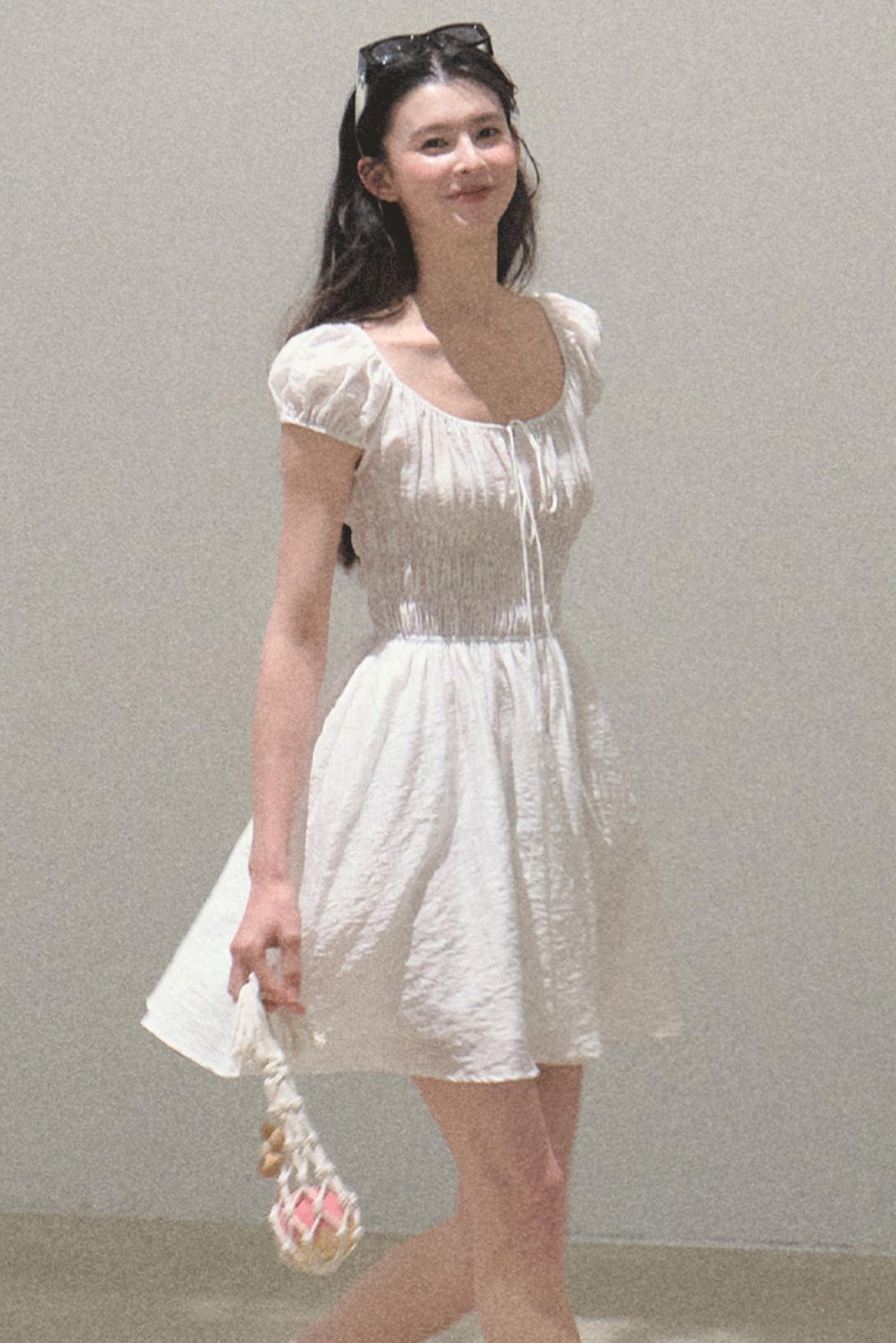 Drawstring Graffiti Dress