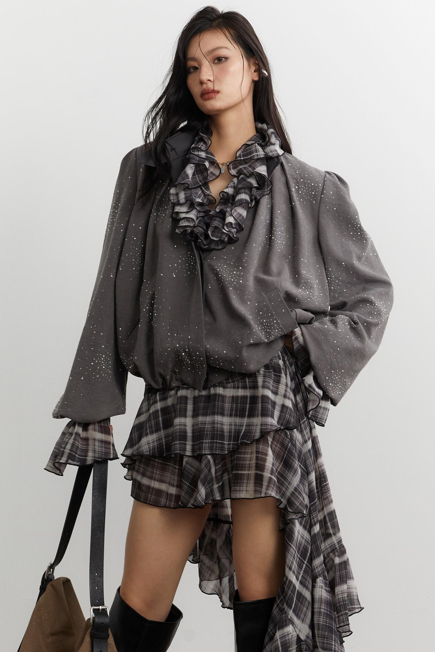 Vintage Disco Bright Diamond Pleated Short Jacket