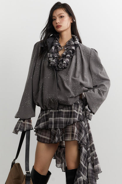 Vintage Disco Bright Diamond Pleated Short Jacket