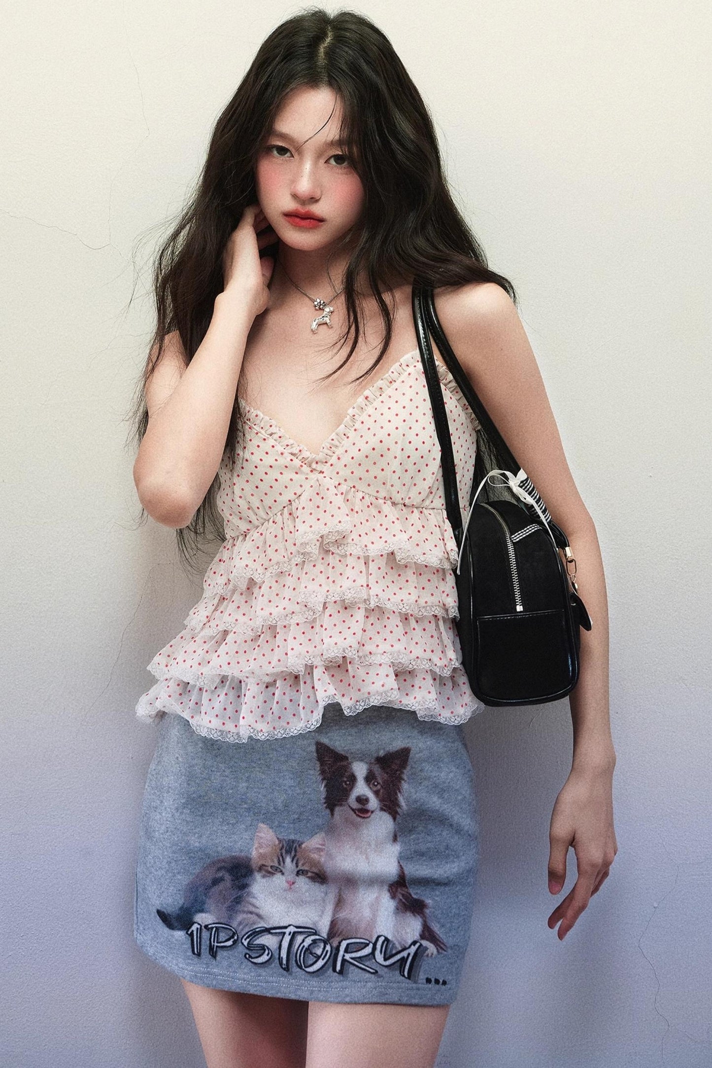 V-Neck Chiffon Skirt Top Set-Up