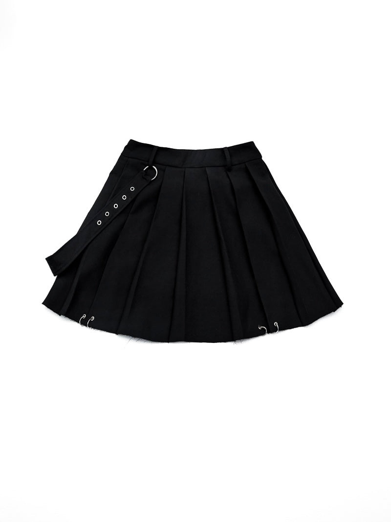 Black Pleated Halter Skirt