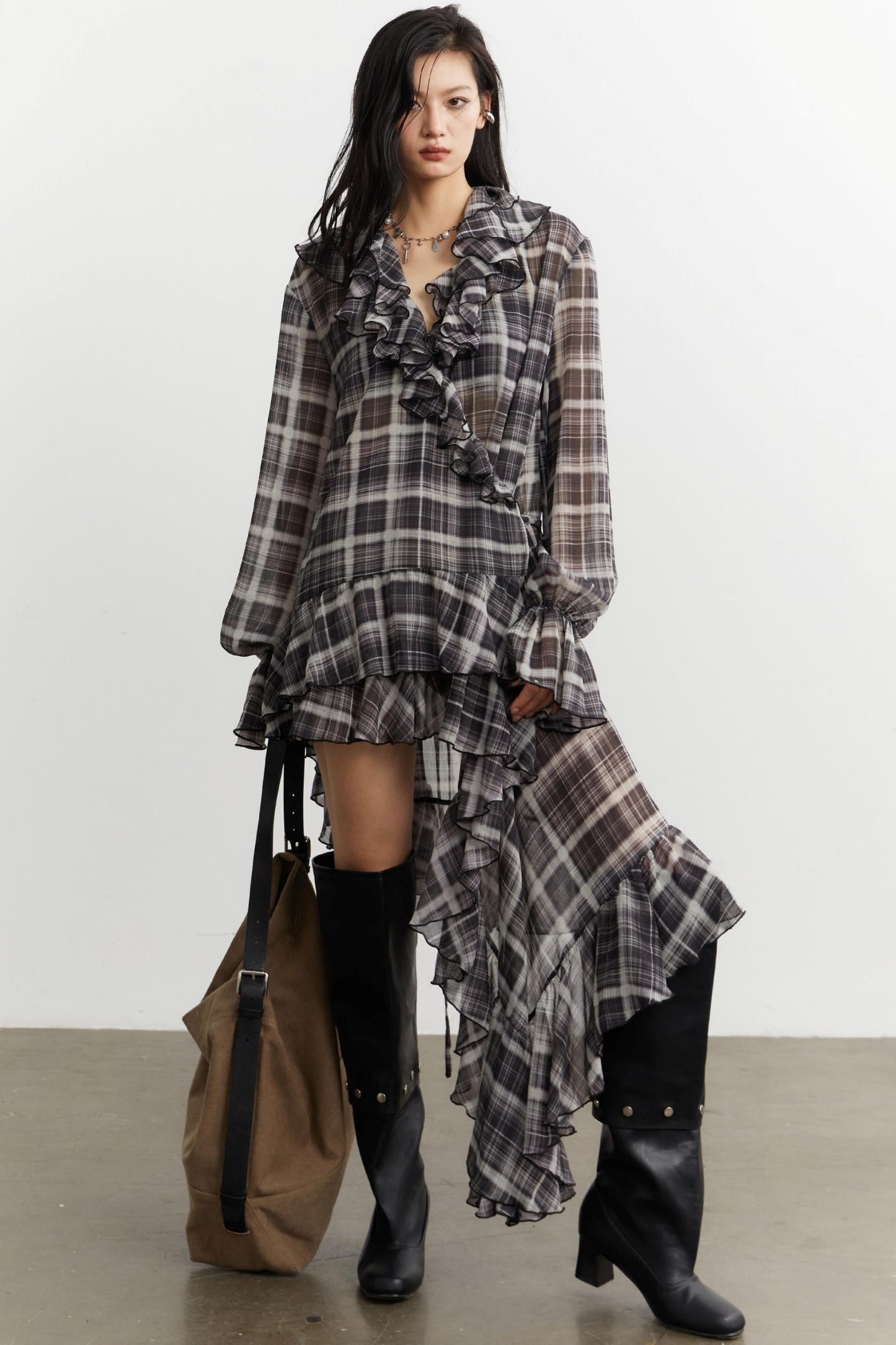 Nomadic Chiffon Plaid Dress