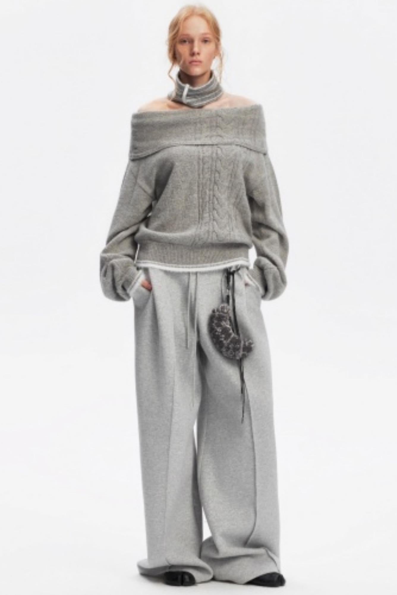 Off-Shoulder Color-Blocked Knit Top