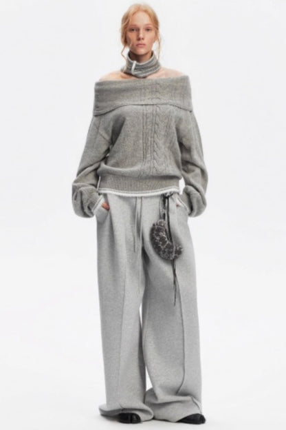 Off-Shoulder Color-Blocked Knit Top