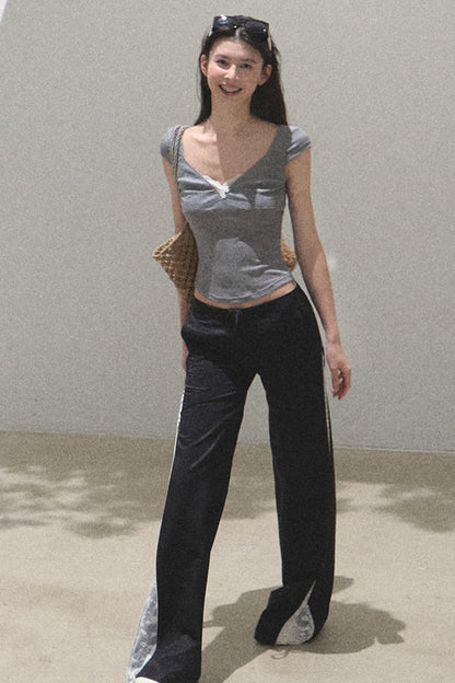 Lace Whisper V-Neck Tee