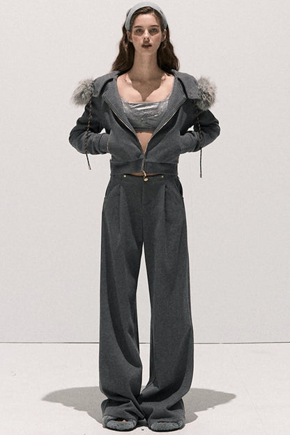 High-Waisted Wool Trousers