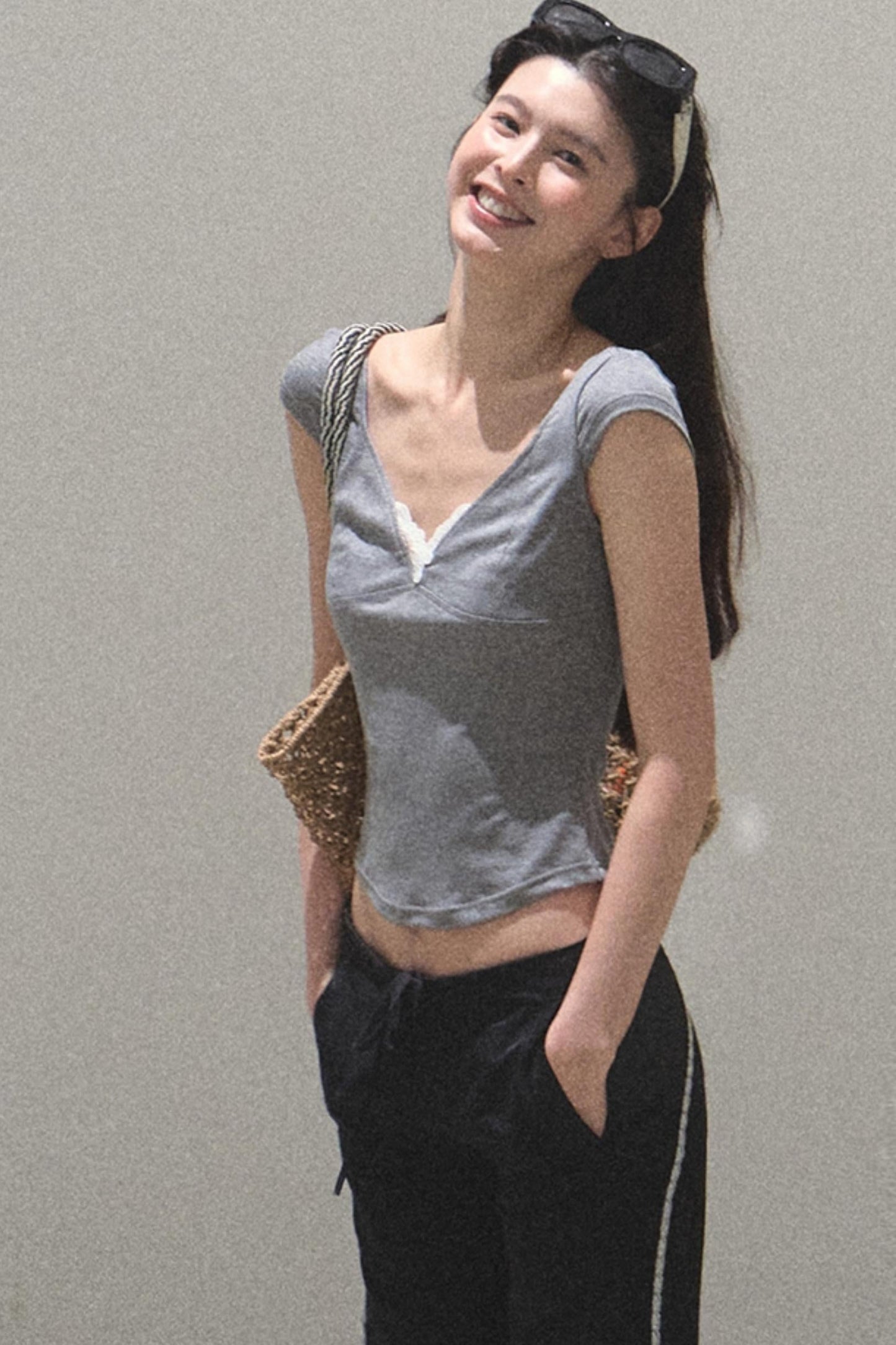 Lace Whisper V-Neck Tee