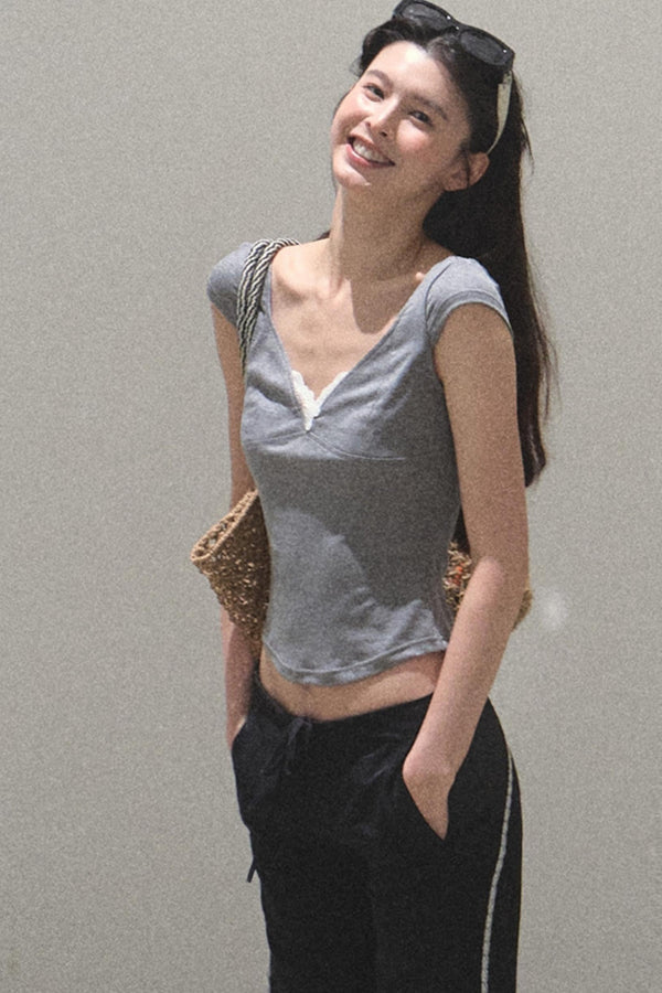 Lace Whisper V-Neck Tee