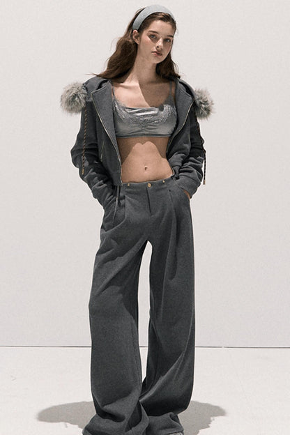 High-Waisted Wool Trousers