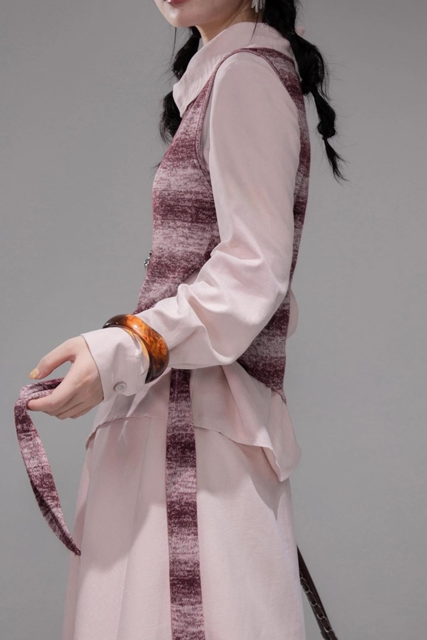 Berry Purple Chimney Collar Shirt Set-Up