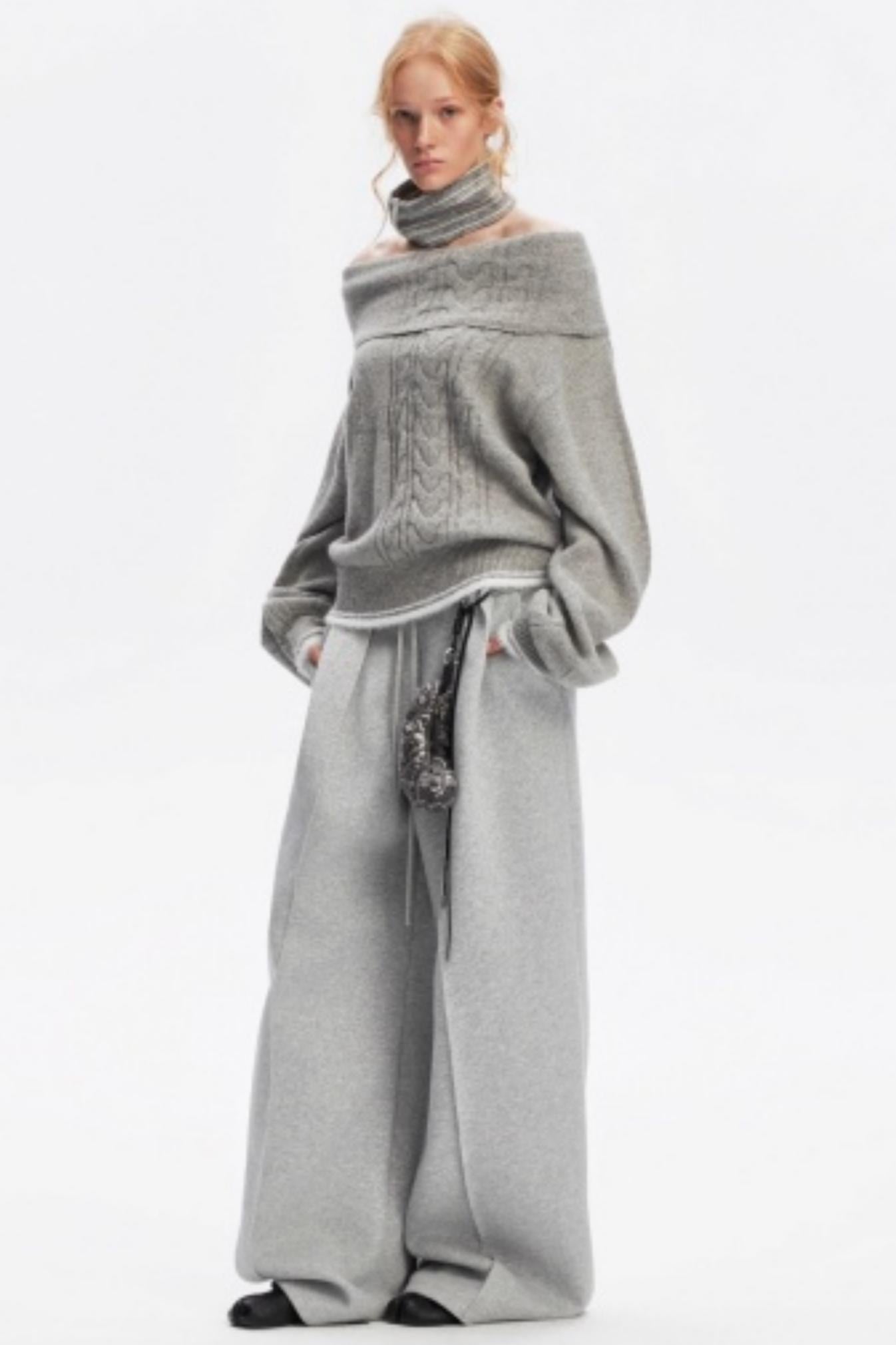 Off-Shoulder Color-Blocked Knit Top