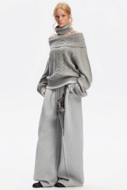 Off-Shoulder Color-Blocked Knit Top