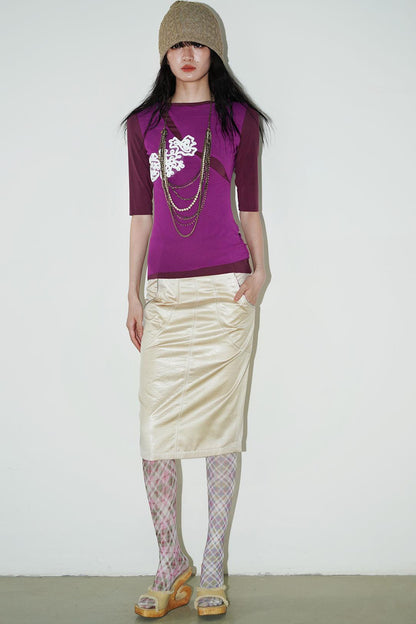 Western Metallic Slim Fit Skirt