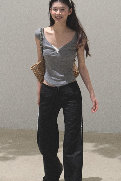 Lace Whisper V-Neck Tee