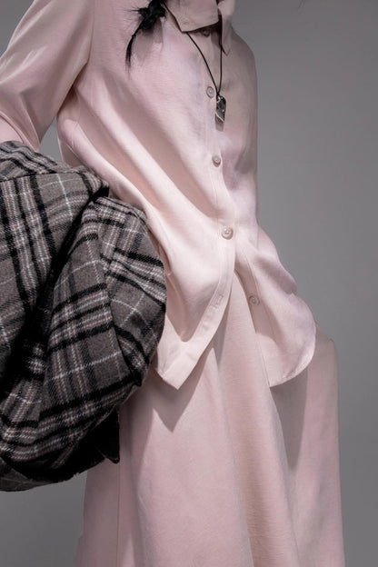 Berry Purple Chimney Collar Shirt Set-Up