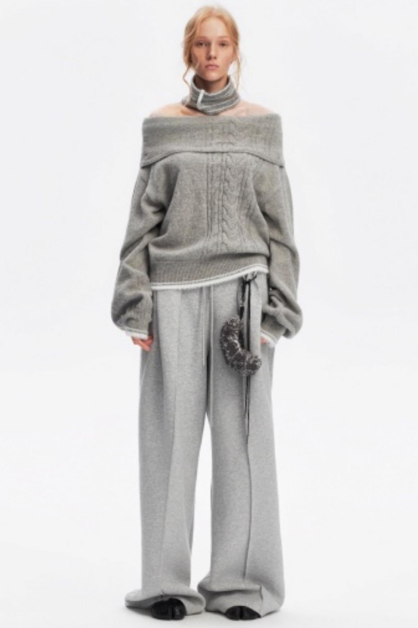 Off-Shoulder Color-Blocked Knit Top