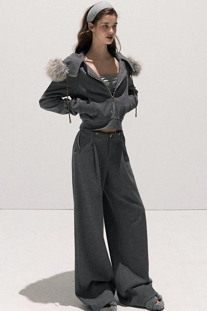 High-Waisted Wool Trousers