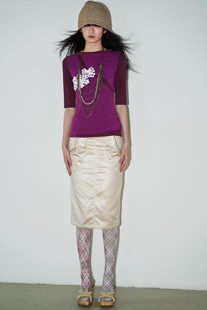 Western Metallic Slim Fit Skirt