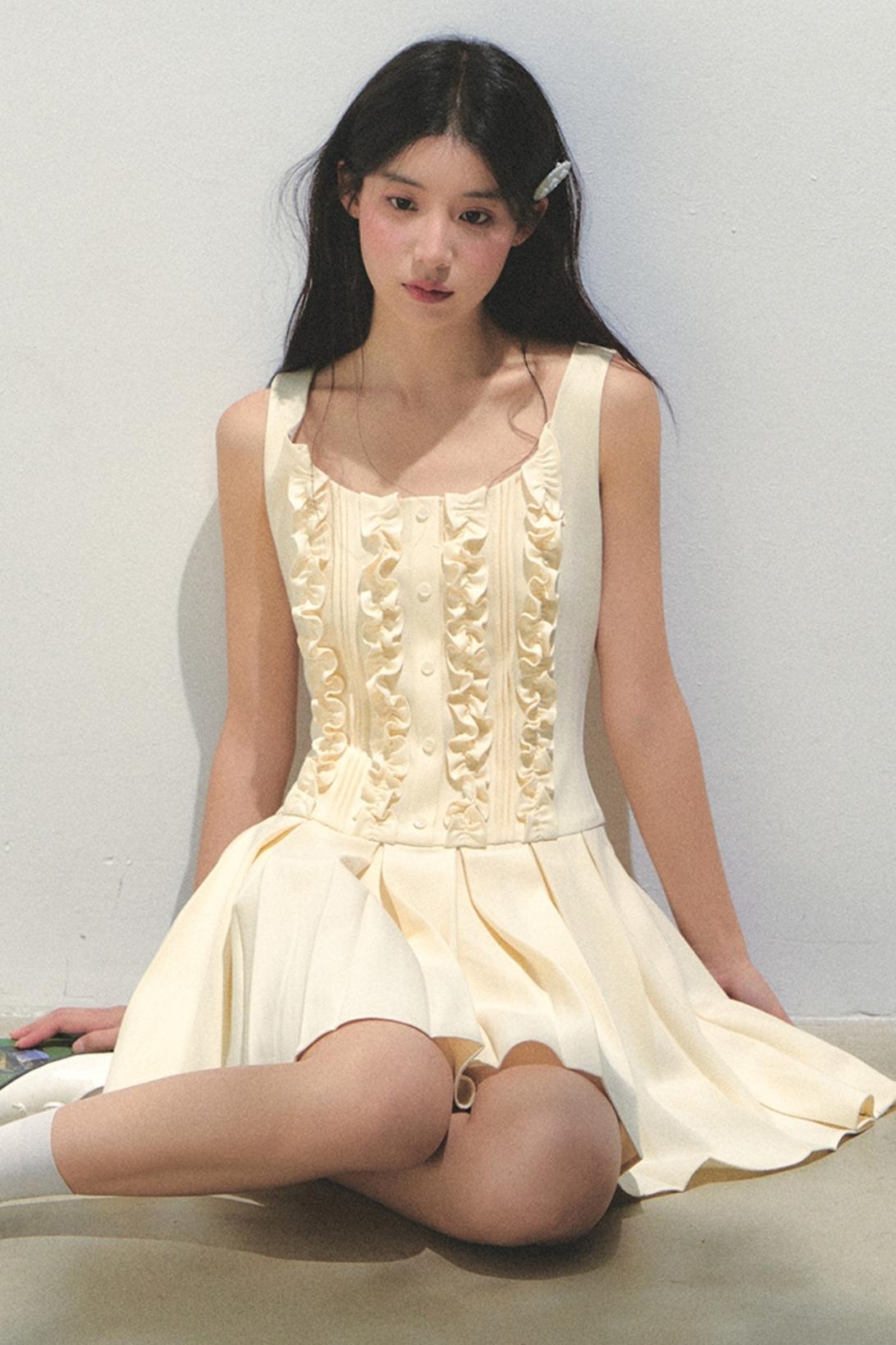 Summer Navy Pleated Dress