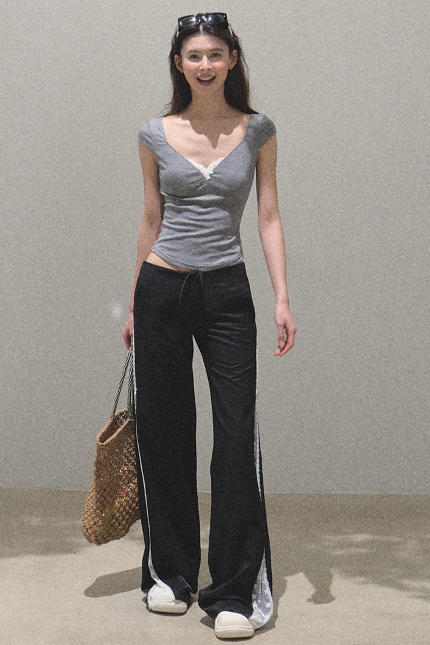 Lace Whisper V-Neck Tee