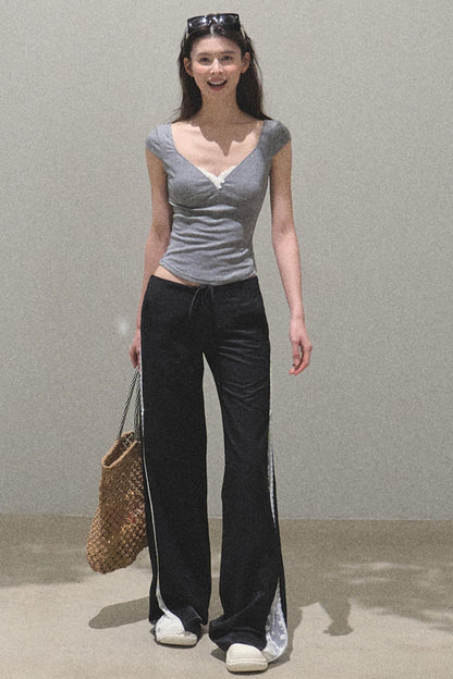 Lace Whisper V-Neck Tee