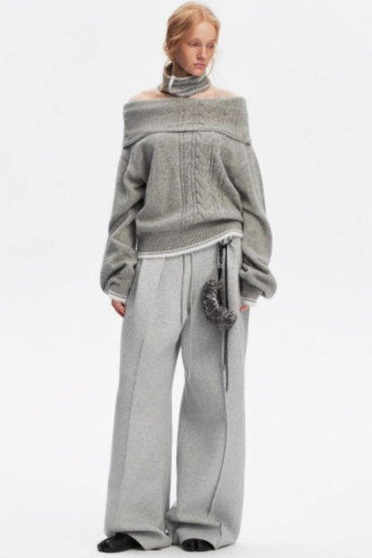 Off-Shoulder Color-Blocked Knit Top